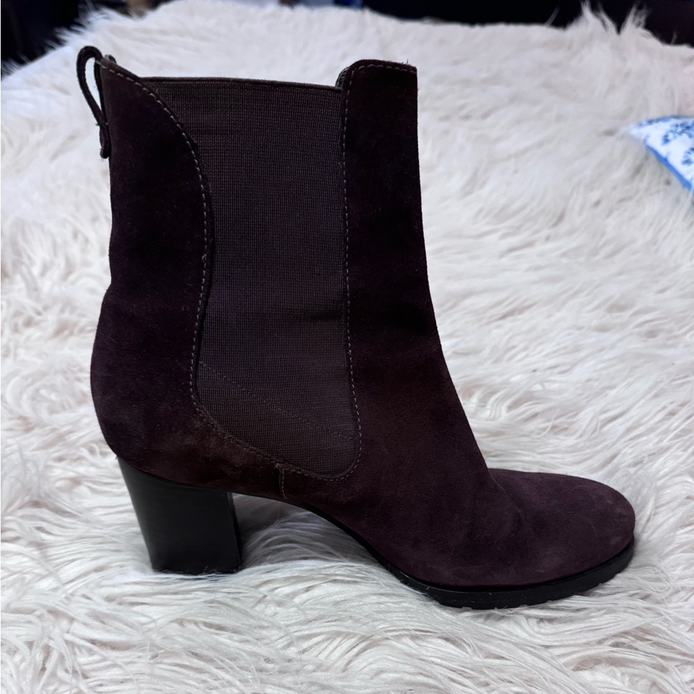 Cole Haan dark brown suede leather boot size 8B pull on 2.75” heel fall winter